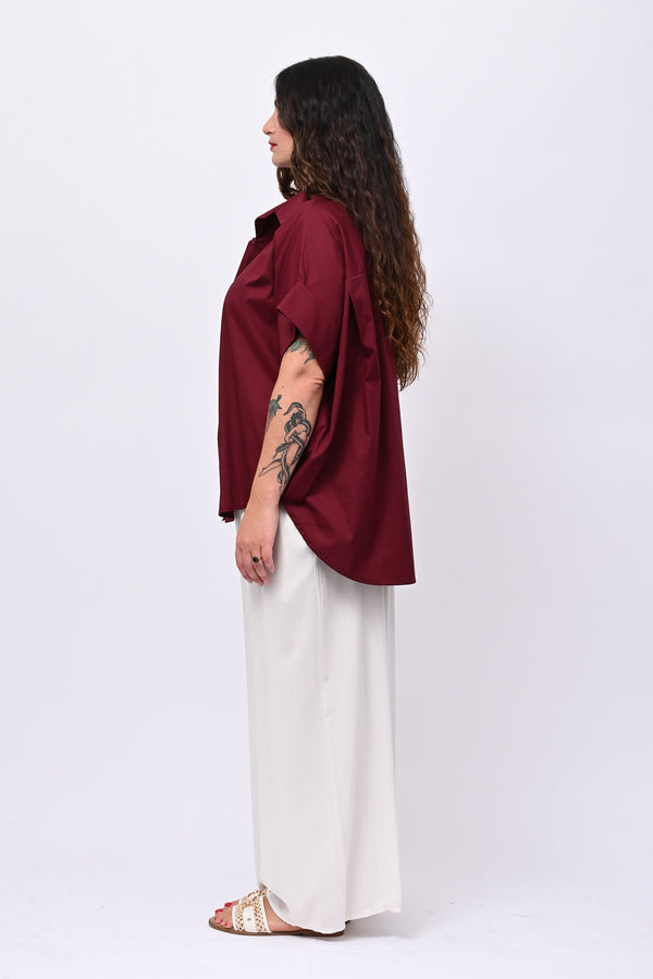 Camicia cotone stondata - Vino