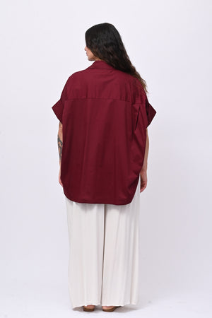 Camicia cotone stondata - Vino