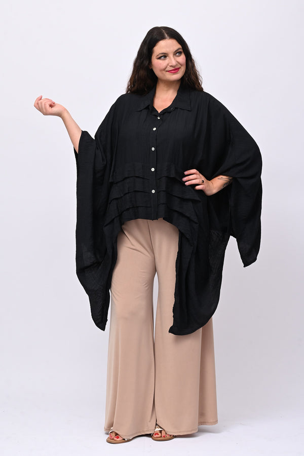 Camicia kimono balze - Nero