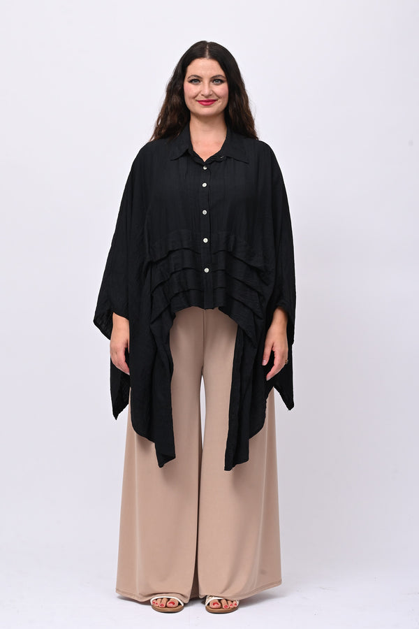 Camicia kimono balze - Nero