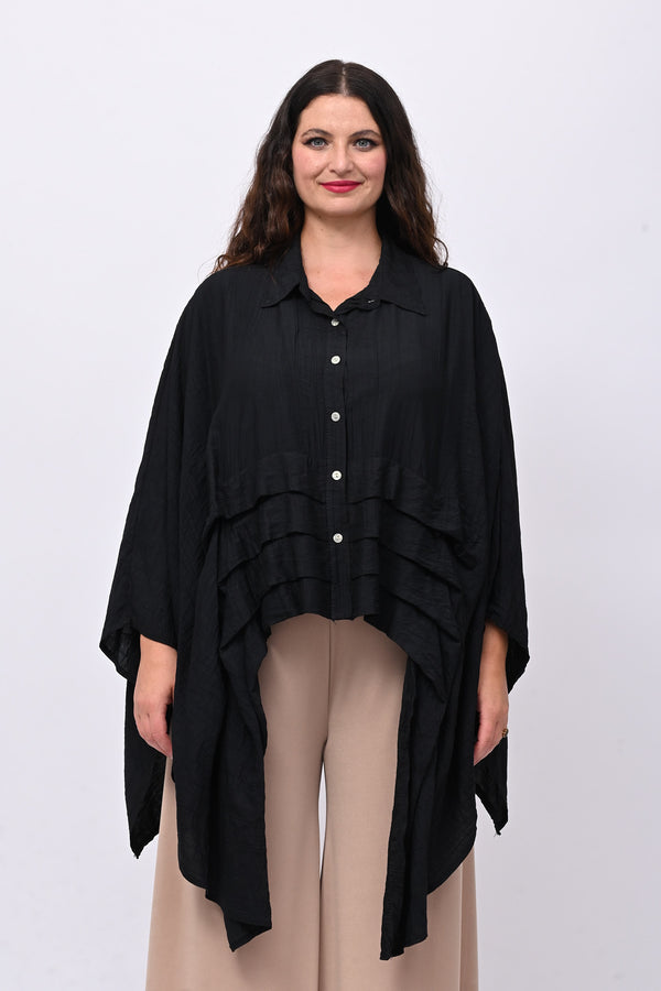 Camicia kimono balze - Nero