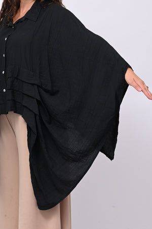Camicia kimono balze - Nero