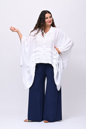 Camicia kimono balze - Bianco