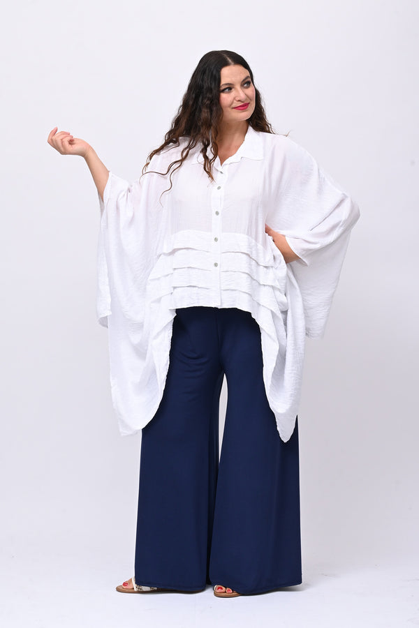 Camicia kimono balze - Bianco