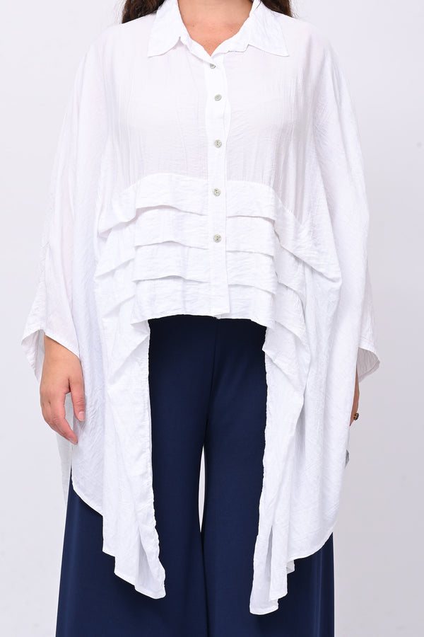 Camicia kimono balze - Bianco