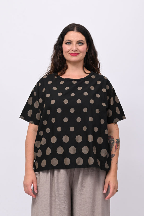 Blusa cotone pois - Nero