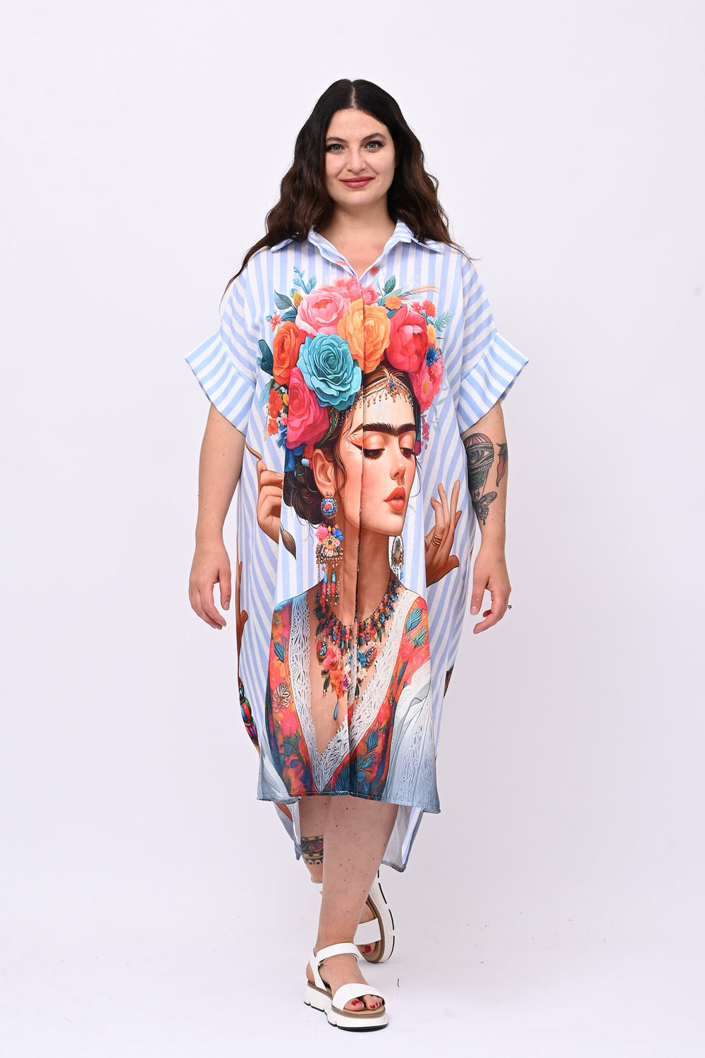 Abito lino Frida - Celeste