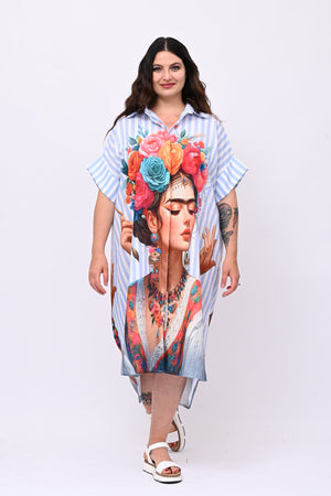 Abito lino Frida - Celeste