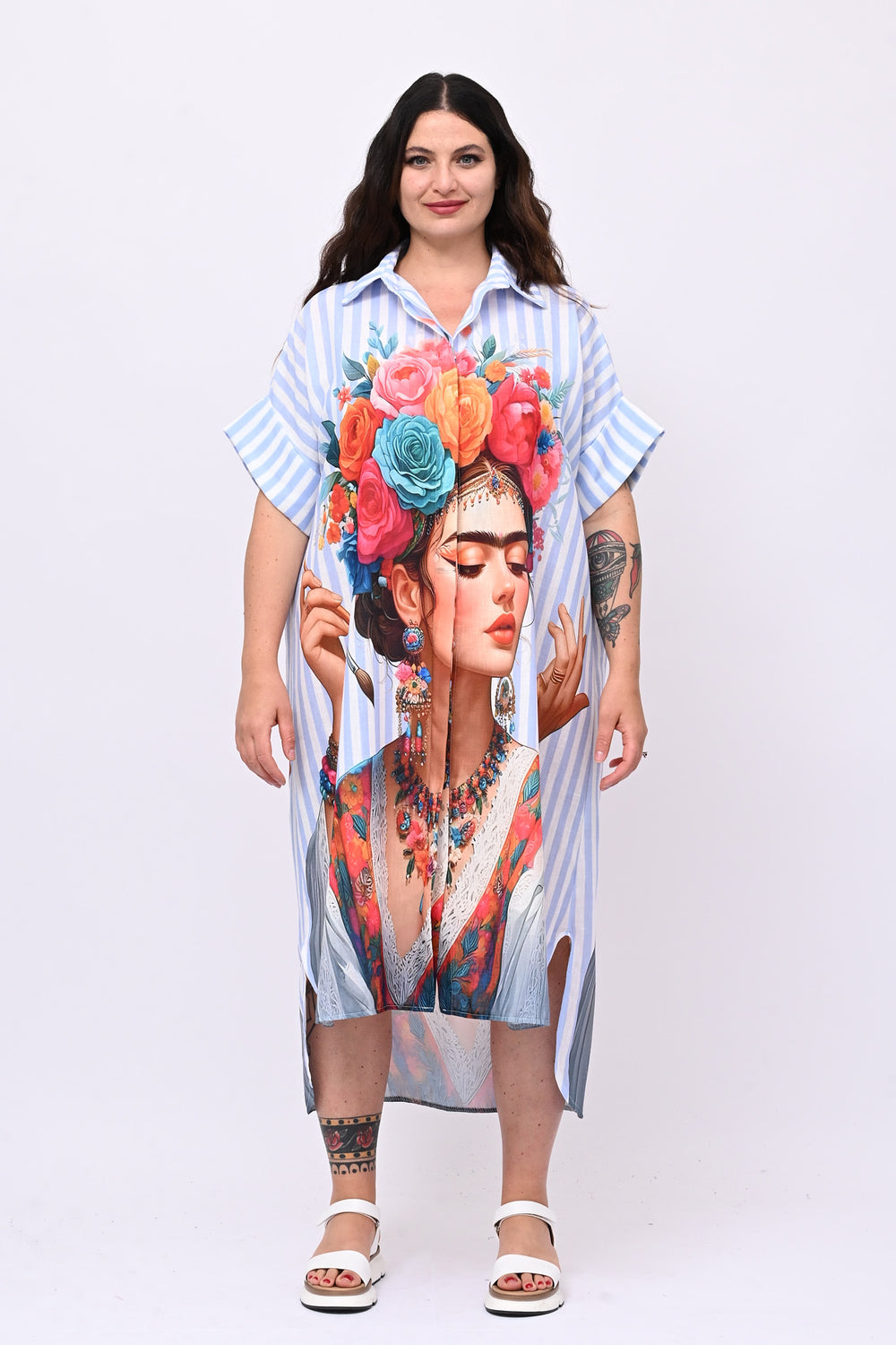 Abito lino Frida - Celeste