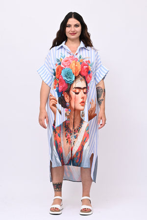 Abito lino Frida - Celeste