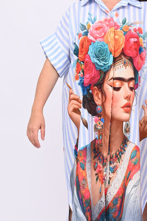 Abito lino Frida - Celeste