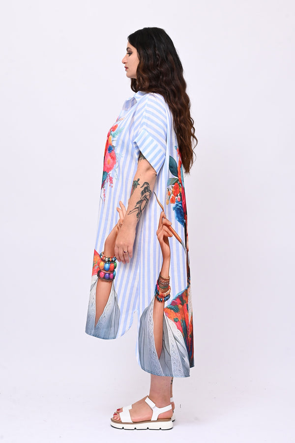 Abito lino Frida - Celeste