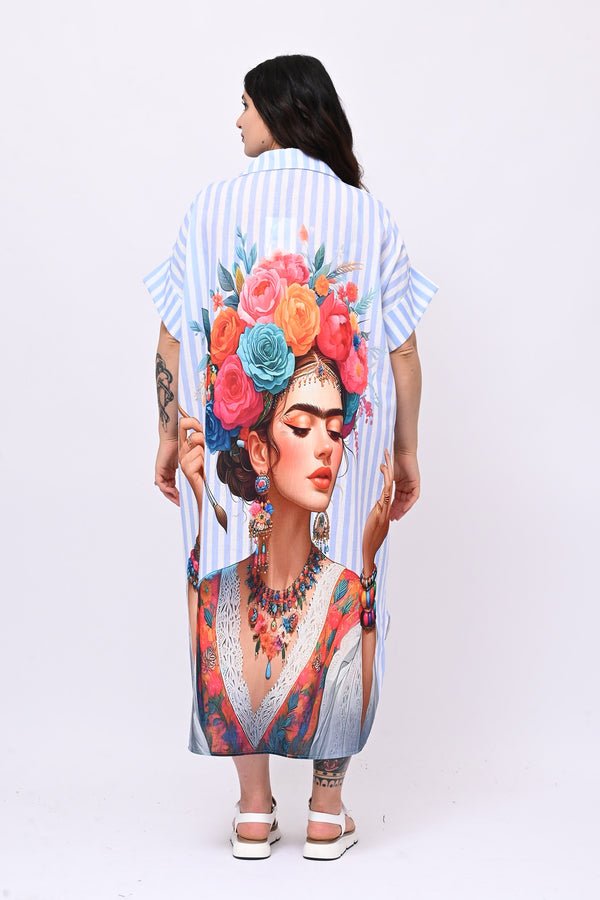 Abito lino Frida - Celeste