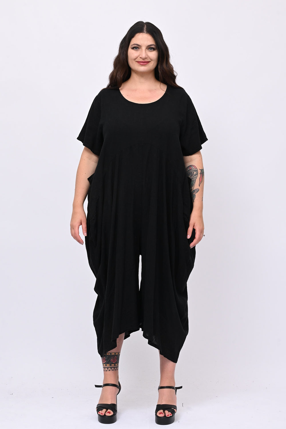 Jumpsuit lino over - Nero