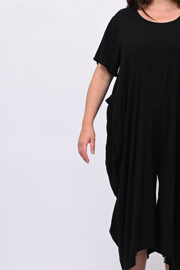 Jumpsuit lino over - Nero