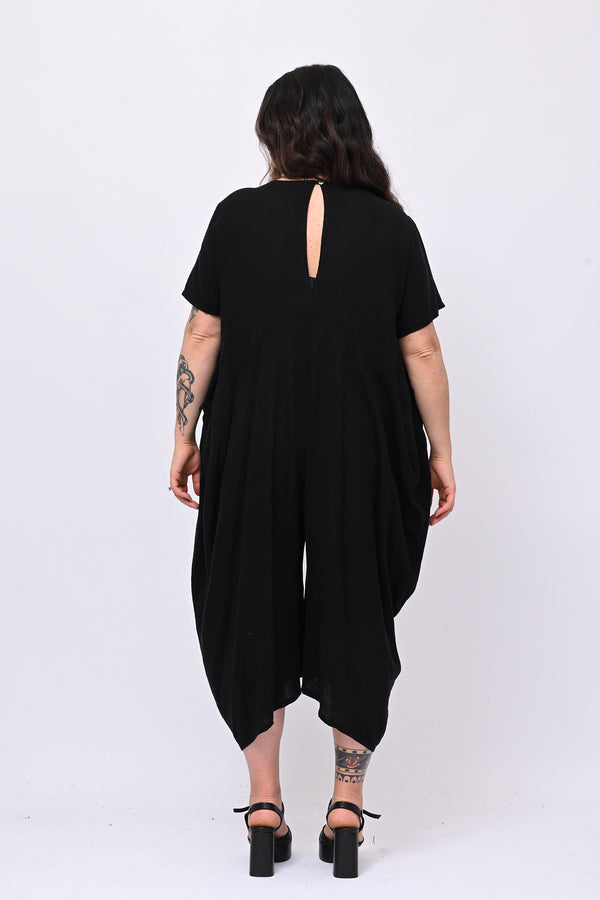 Jumpsuit lino over - Nero