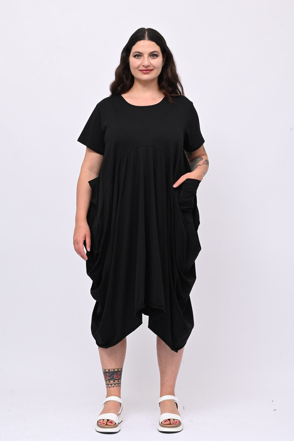 Abito maxi tascone - Nero