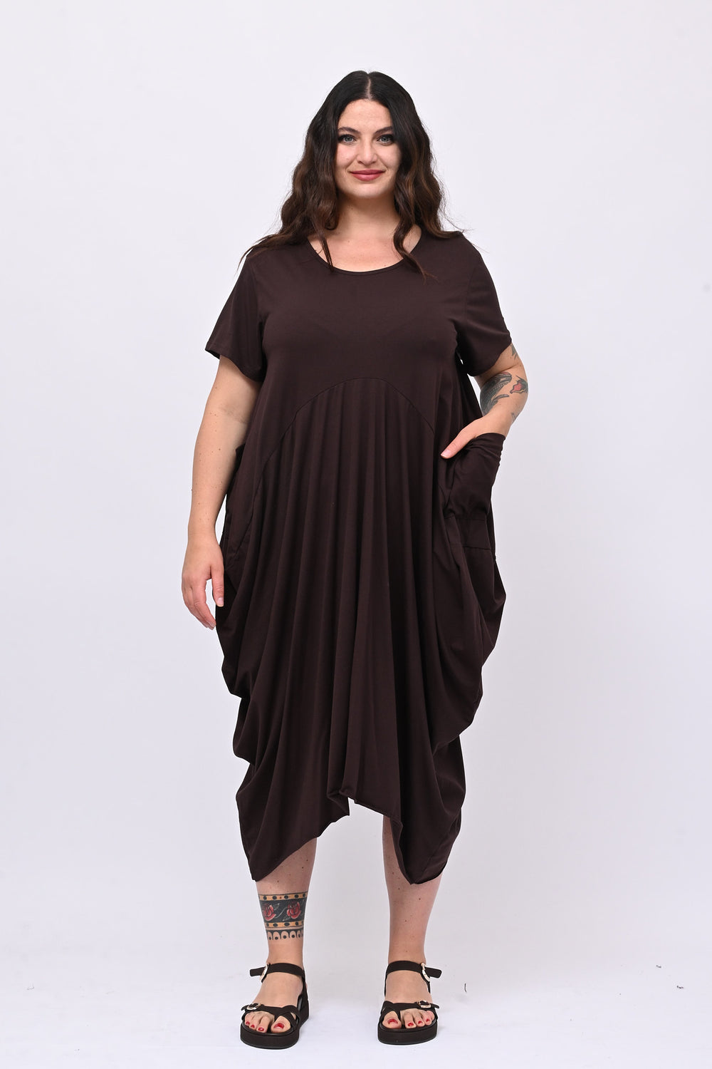 Abito maxi tascone - Moro