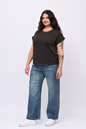 T-shirt basic risvoltino - Moro