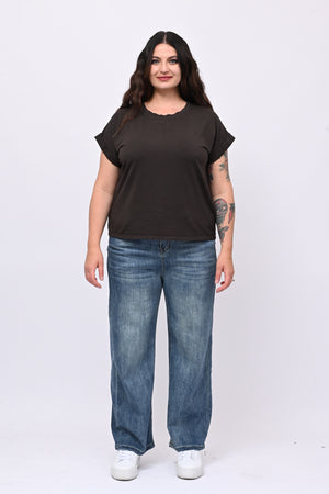 T-shirt basic risvoltino - Moro