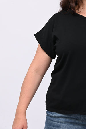 T-shirt basic risvoltino - Nero