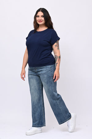 T-shirt basic risvoltino - Blu