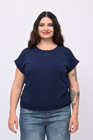 T-shirt basic risvoltino - Blu