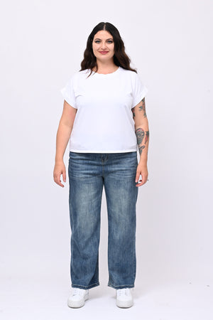T-shirt basic risvoltino - Bianco