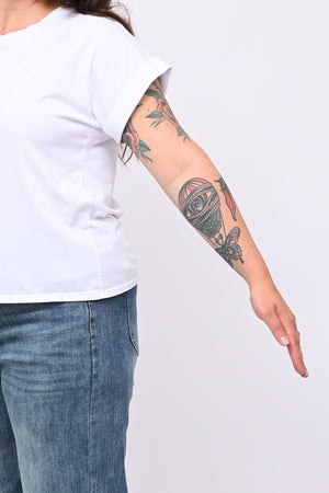 T-shirt basic risvoltino - Bianco