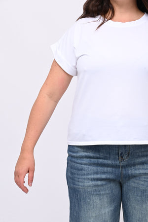 T-shirt basic risvoltino - Bianco