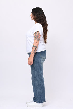 T-shirt basic risvoltino - Bianco