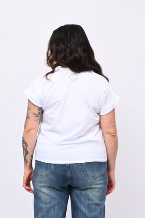 T-shirt basic risvoltino - Bianco