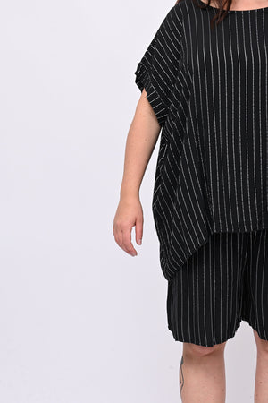Completo gessato shorts - Nero
