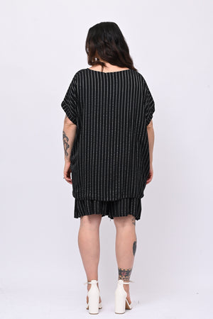 Completo gessato shorts - Nero