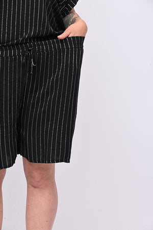 Completo gessato shorts - Nero
