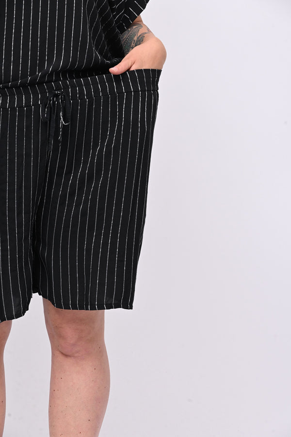 Completo gessato shorts - Nero