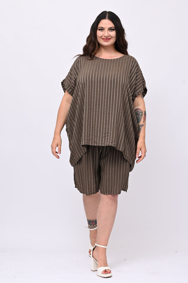 Completo gessato shorts - Moro