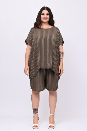 Completo gessato shorts - Moro
