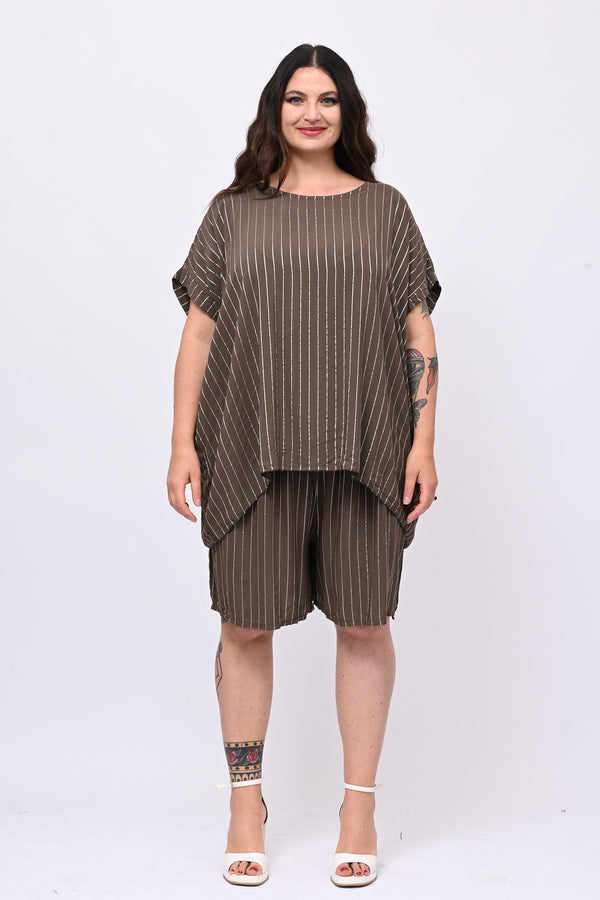 Completo gessato shorts - Moro