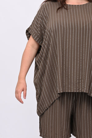 Completo gessato shorts - Moro
