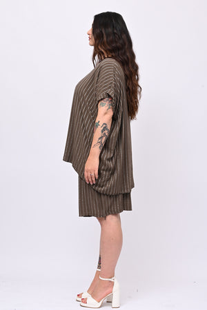 Completo gessato shorts - Moro