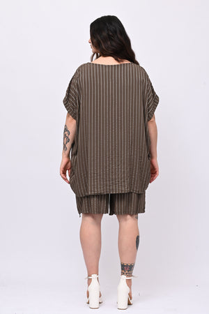 Completo gessato shorts - Moro