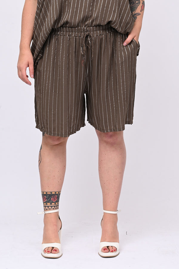 Completo gessato shorts - Moro
