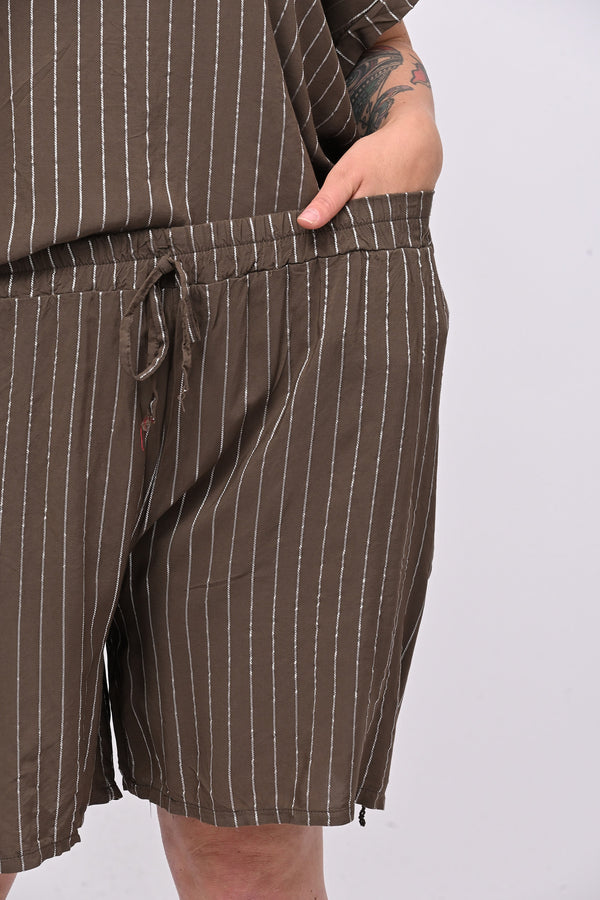 Completo gessato shorts - Moro