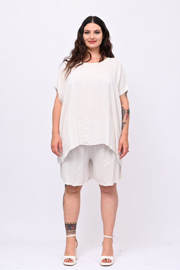 Completo gessato shorts - Gesso
