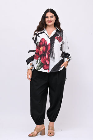 Camicia lino flamenco - Bianco