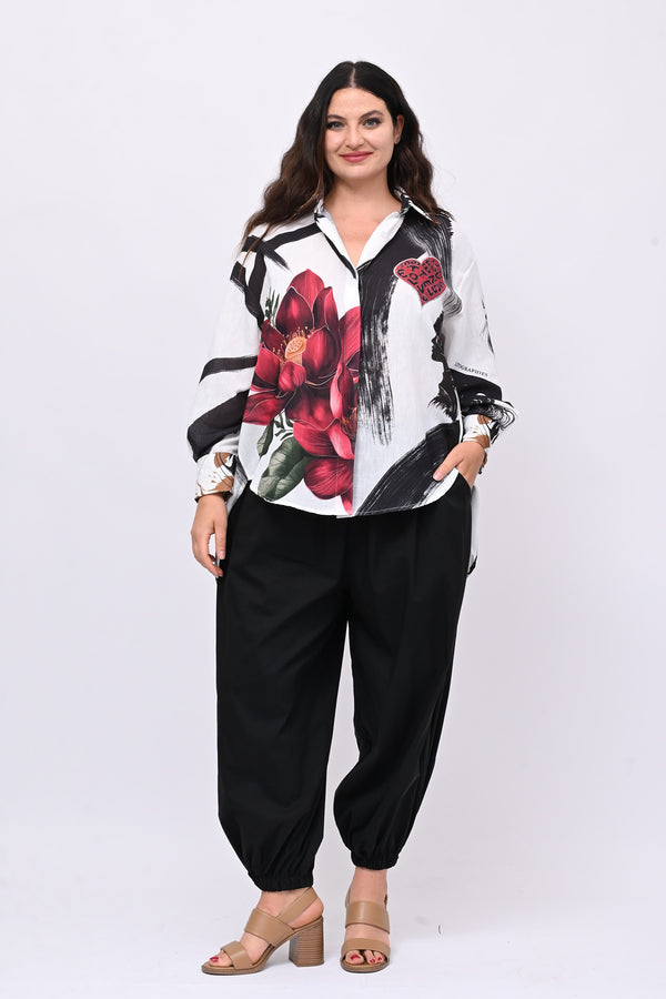 Camicia lino flamenco - Bianco