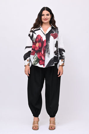 Camicia lino flamenco - Bianco