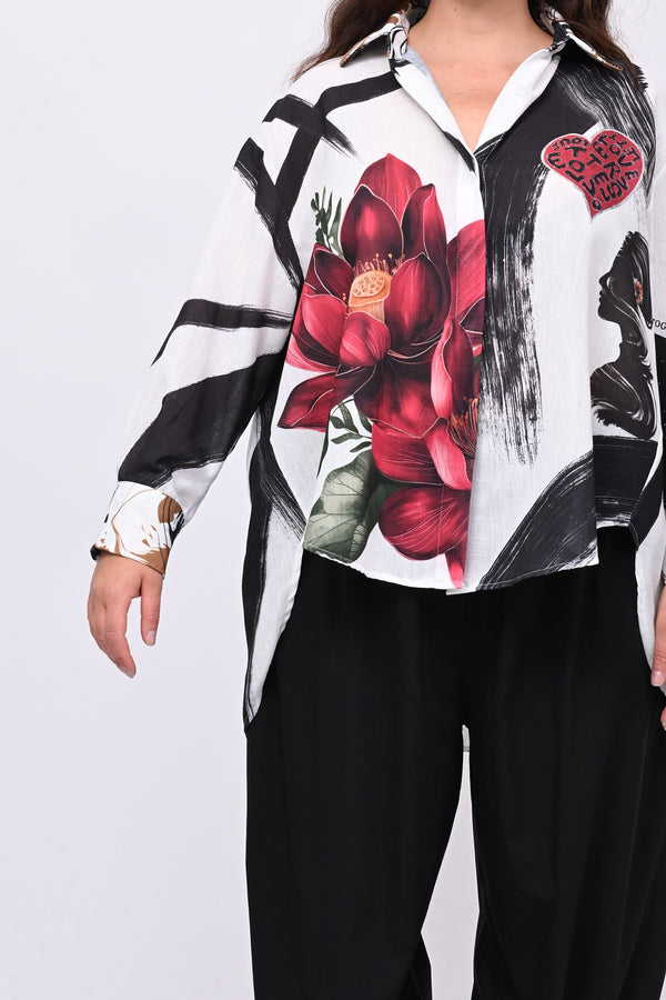 Camicia lino flamenco - Bianco