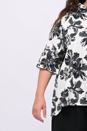 Blusa colletto fiori - Nero